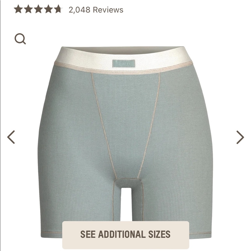 SKIMS COTTEN RIBBED BOXER: COLOR: MINERAL